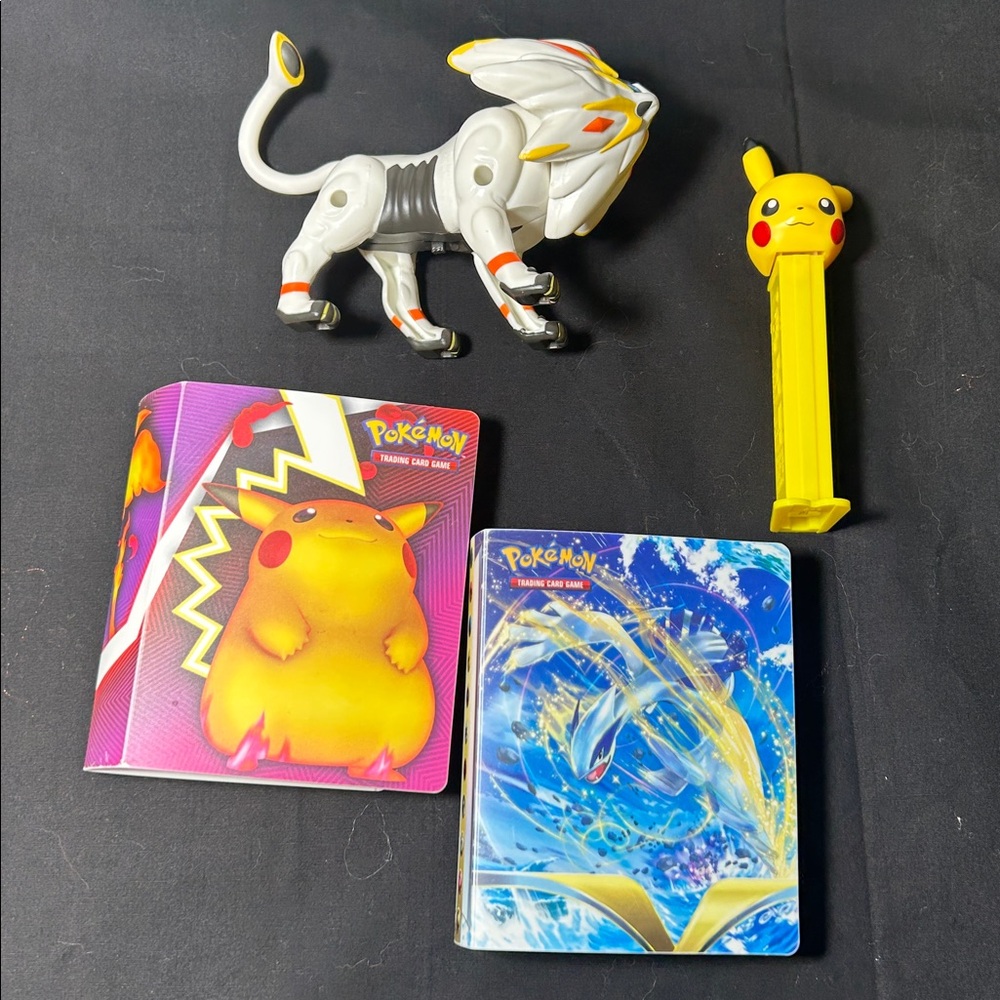 Pokemon Solgaleo Figure with rotating tail Pikachu Pez Dispenser 2 card holders